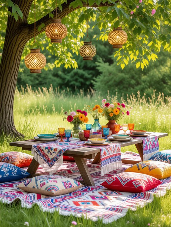 bohemian picnic cozy atmosphere