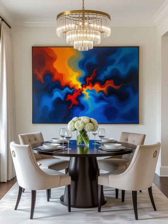 bold artwork enhances dining