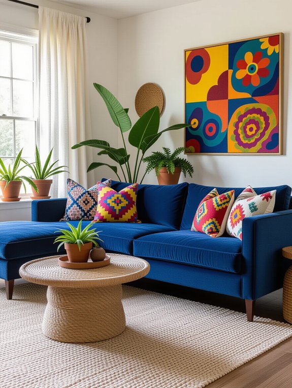 bold blue bohemian decor