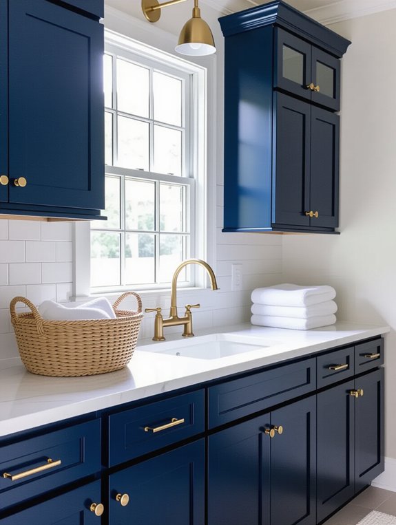 bold navy blue cabinets