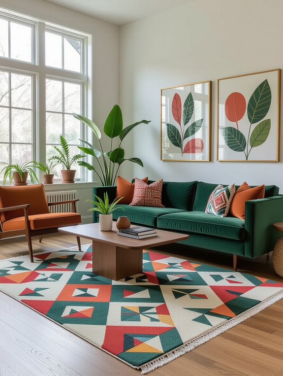 bold rug enhances living space