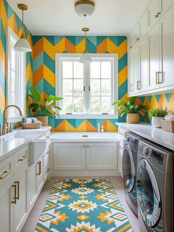 bold wallpaper for laundry