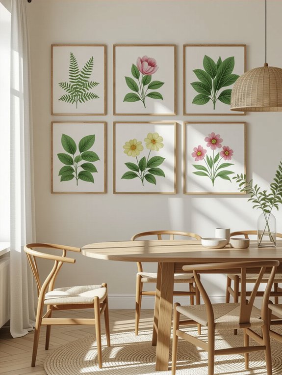 botanical prints enhance decor