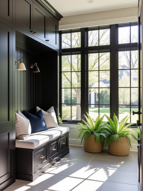 bright airy mudroom design