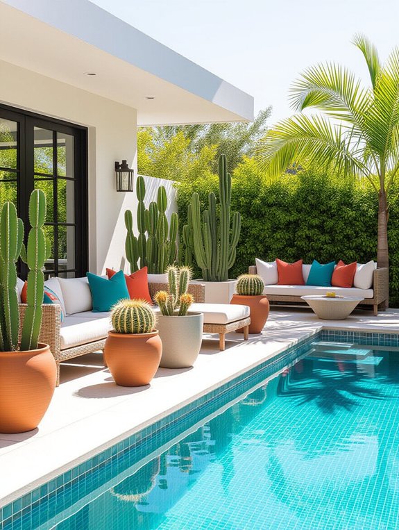 cacti enhance poolside ambiance