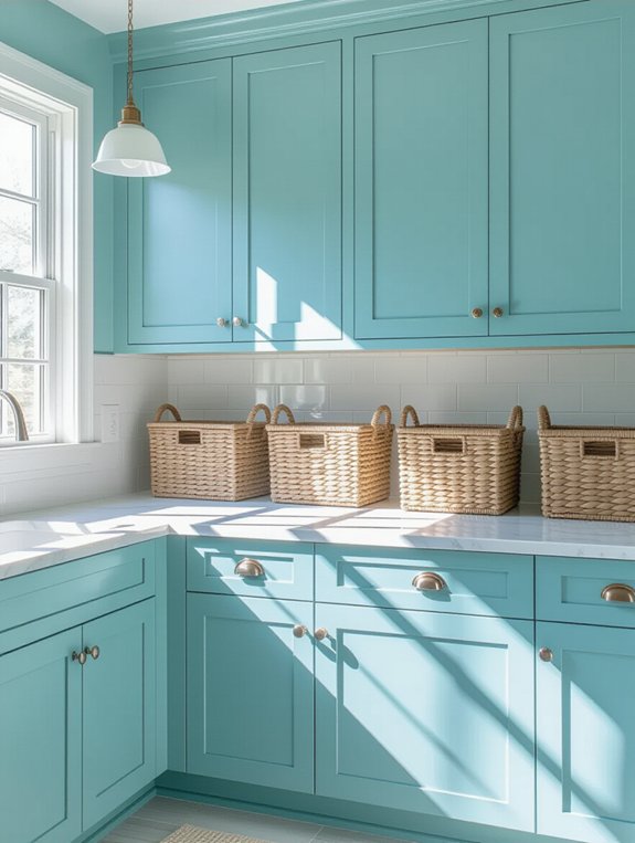 charming aqua rustic laundry