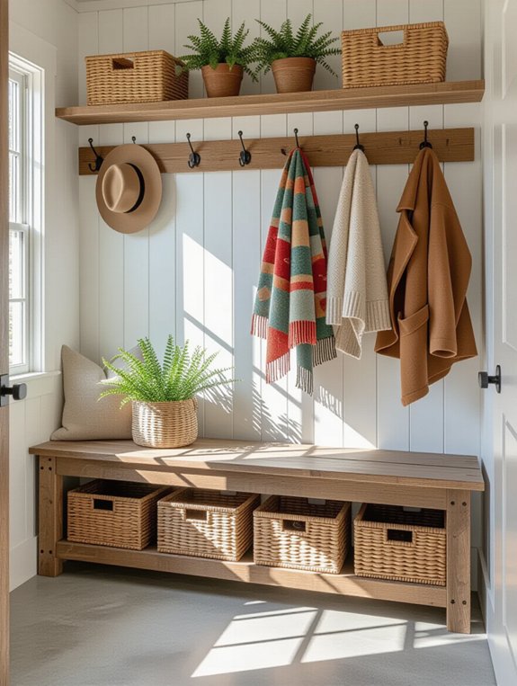 charming functional mudroom bench