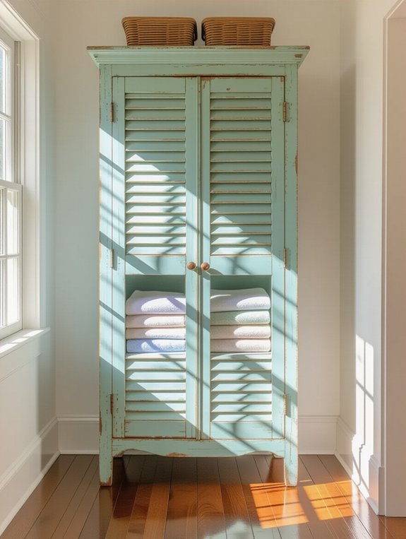 charming rustic linen cabinet