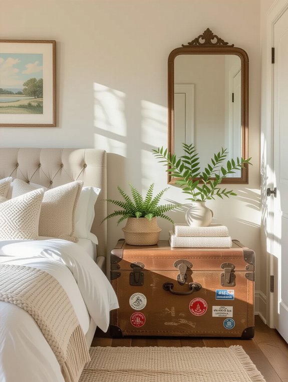 charming storage with vintage trunks