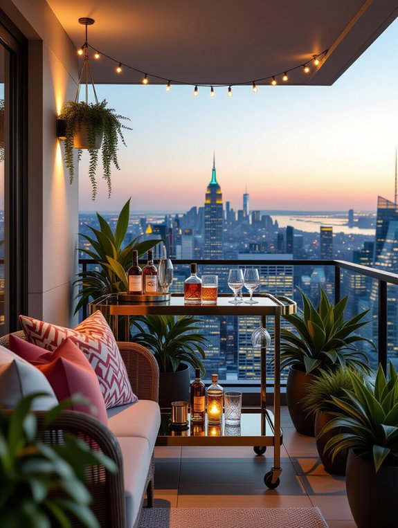 chic balcony mini bar