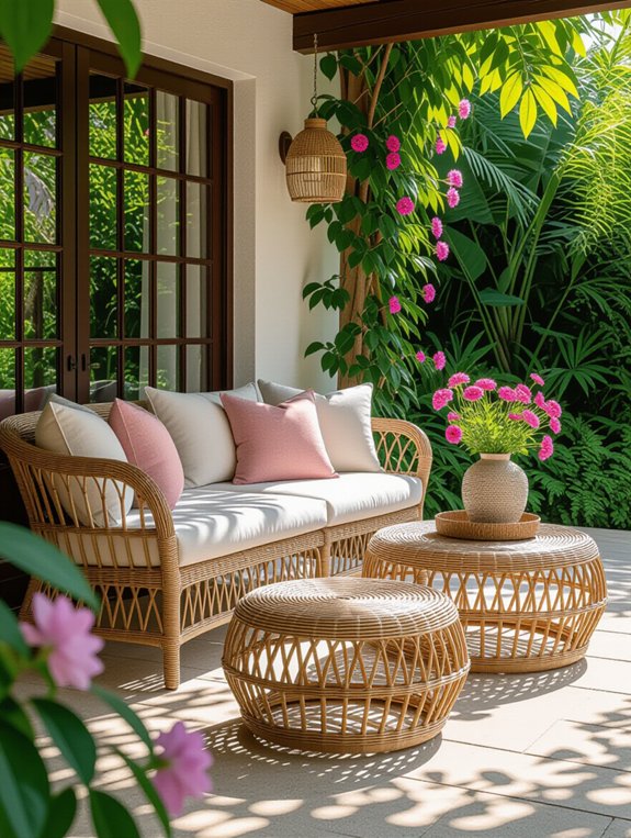 chic lightweight rattan footstools