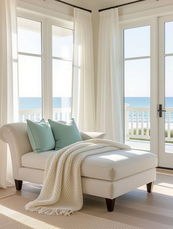 coastal reading nook textiles