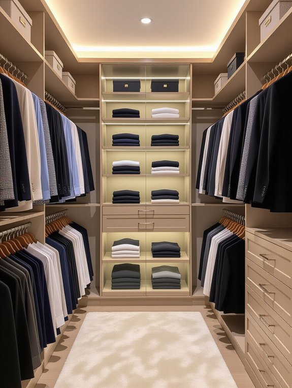color coded organized closet