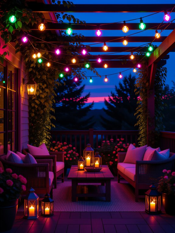 colorful festive patio lighting