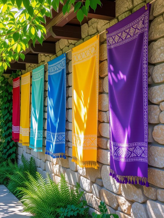 colorful garden fabric banners