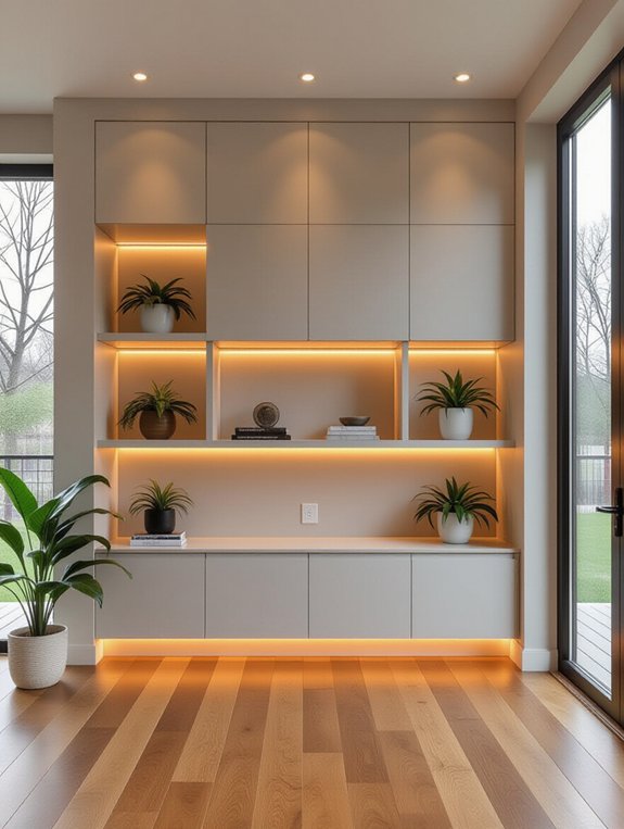 contemporary cabinetry with lighting
