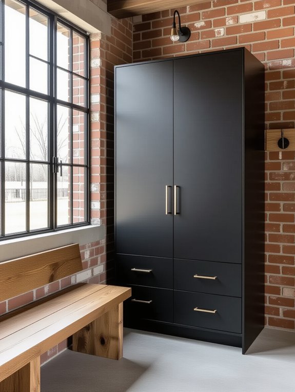 contemporary industrial mudroom design