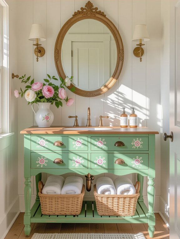 cottage vanity floral accents