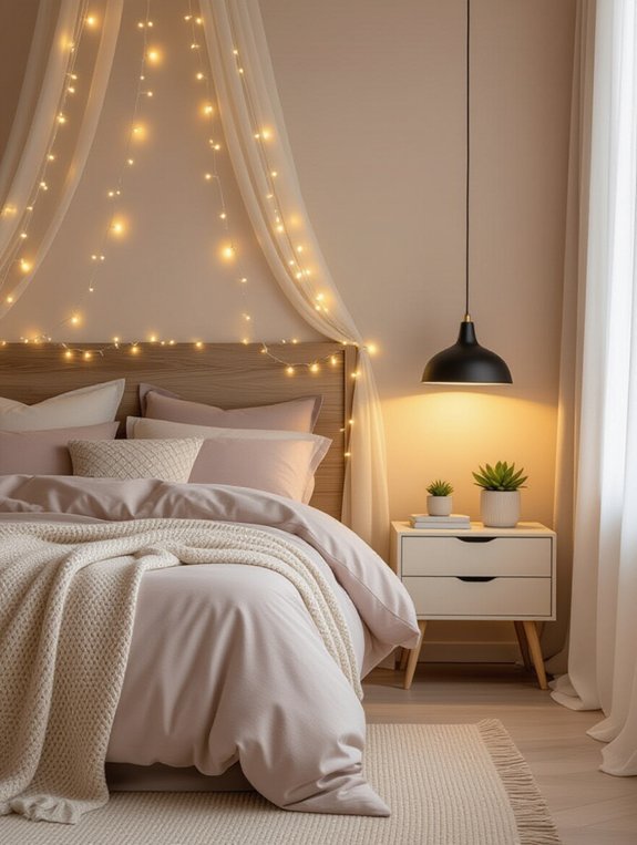 cozy bedroom mood lighting