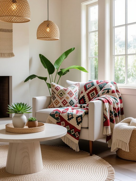 cozy corner with throws