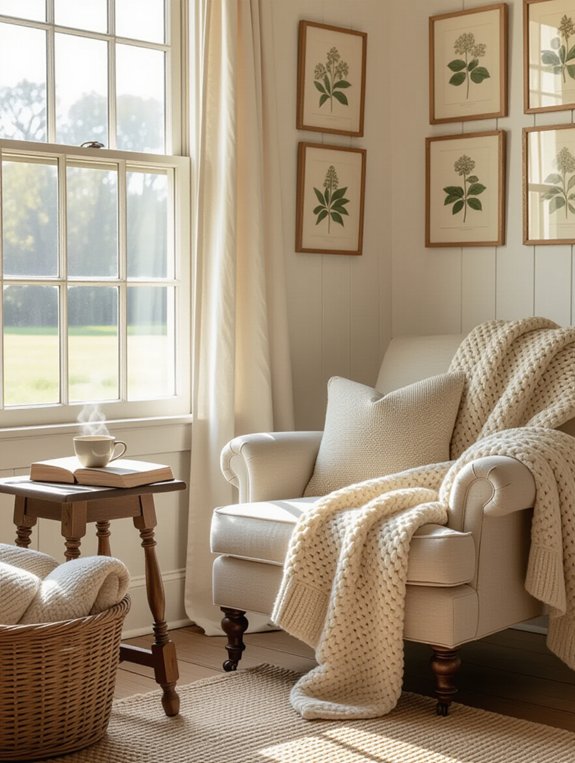 cozy farmhouse reading nook