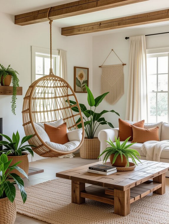 cozy hanging chair installation