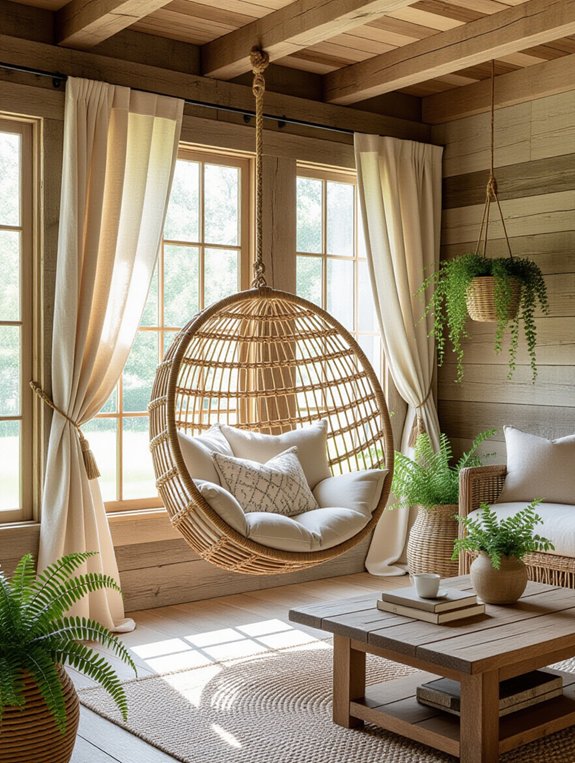 cozy rustic hanging chair