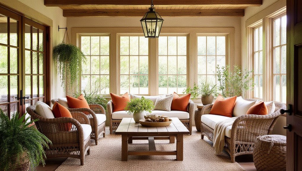 cozy rustic sunroom decor