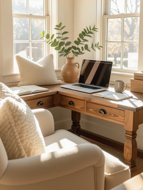 cozy rustic wood workspace