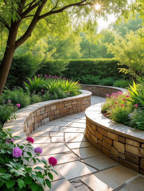 curved stone garden wall