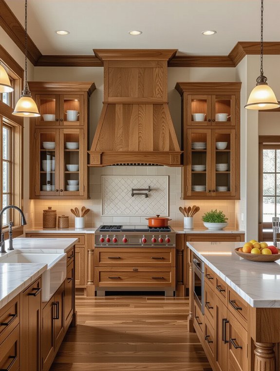 customized oak cabinet features