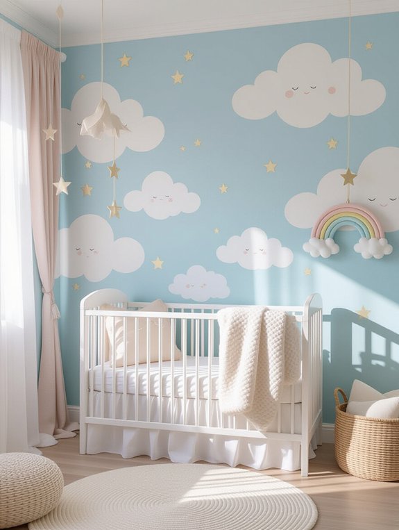 dreamy nursery cloud murals