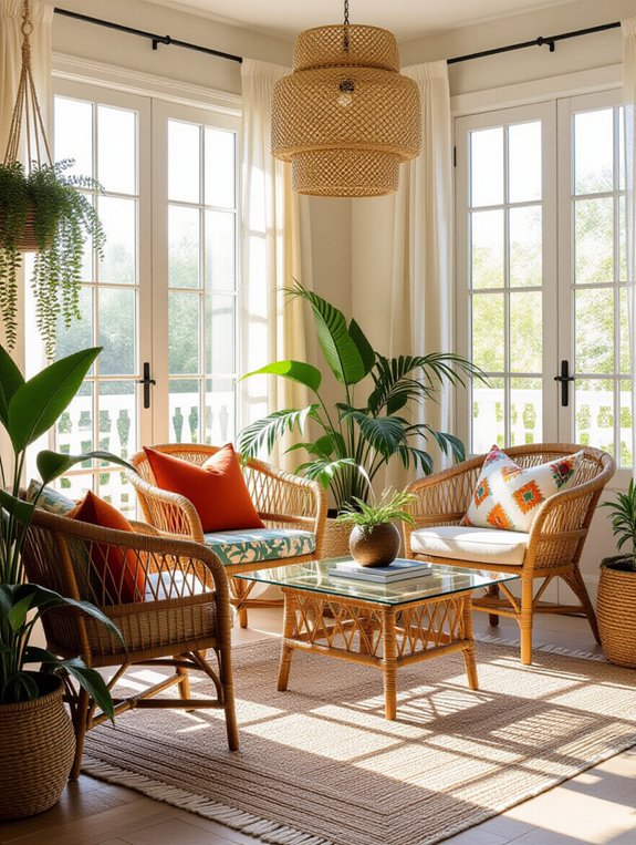 eclectic bohemian sunroom decor