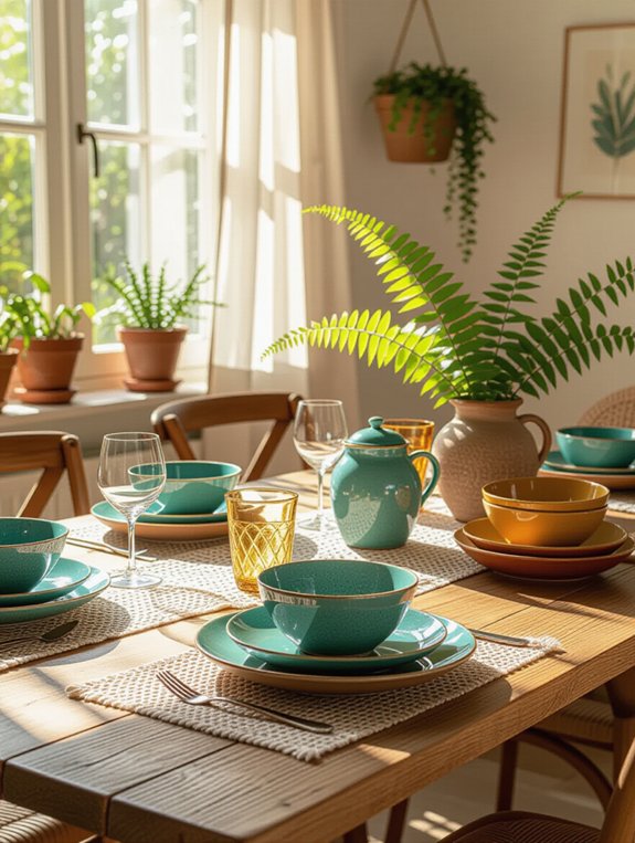 eclectic mismatched dinnerware charm