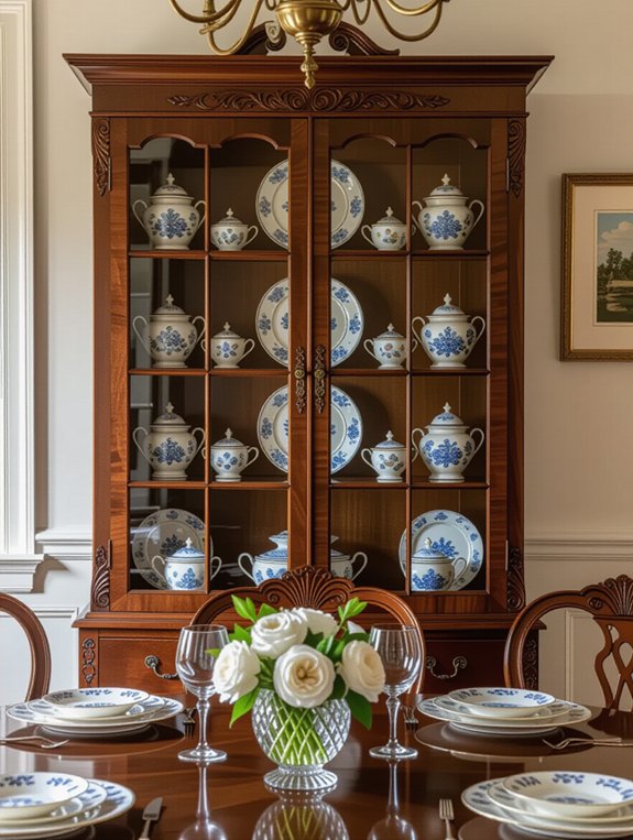 elegant antique curio display