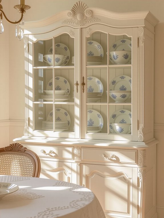 elegant antique white hutch