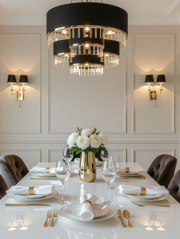 elegant black and gold fixtures