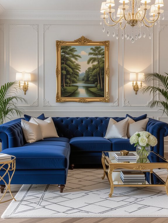 elegant blue sectional centerpiece