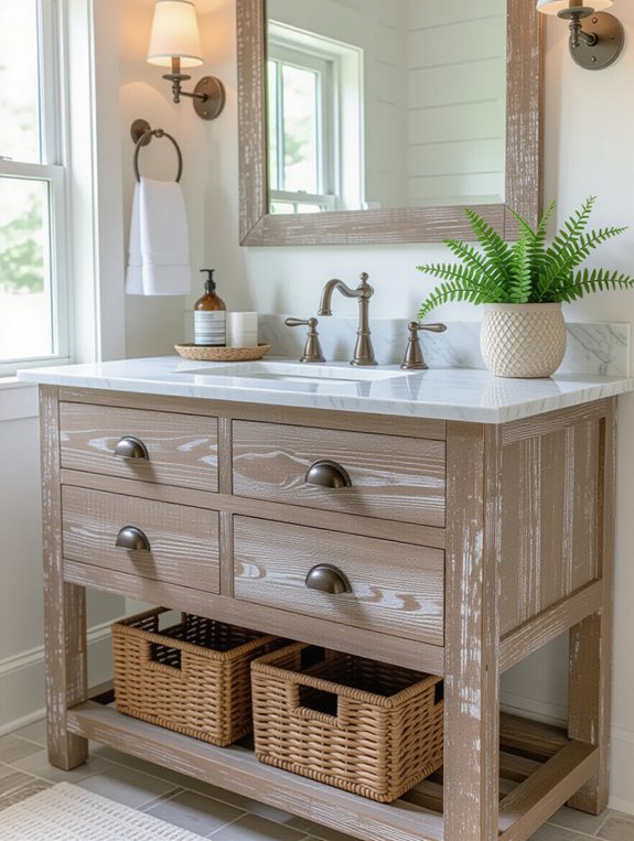 elegant distressed marble vanity