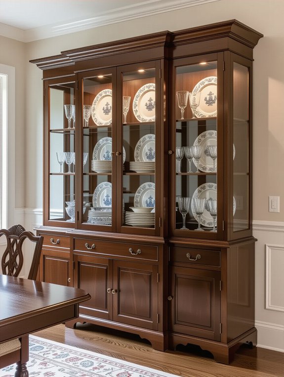 elegant glass display hutch