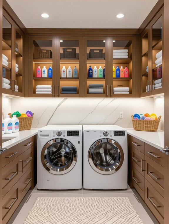 elegant glass front cabinets