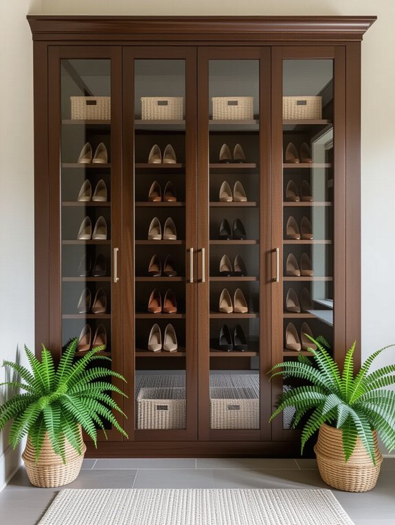 elegant glass shoe cabinets