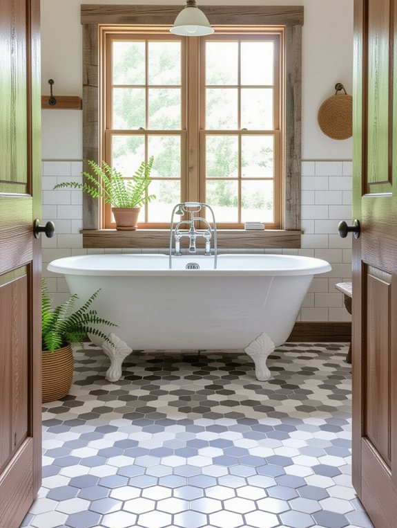 elegant hexagon tile installation