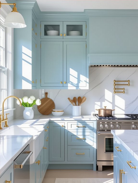 elegant light blue cabinetry