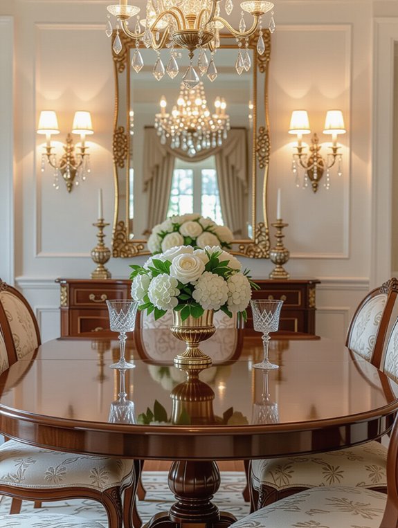elegant mirrored sconces enhance ambiance