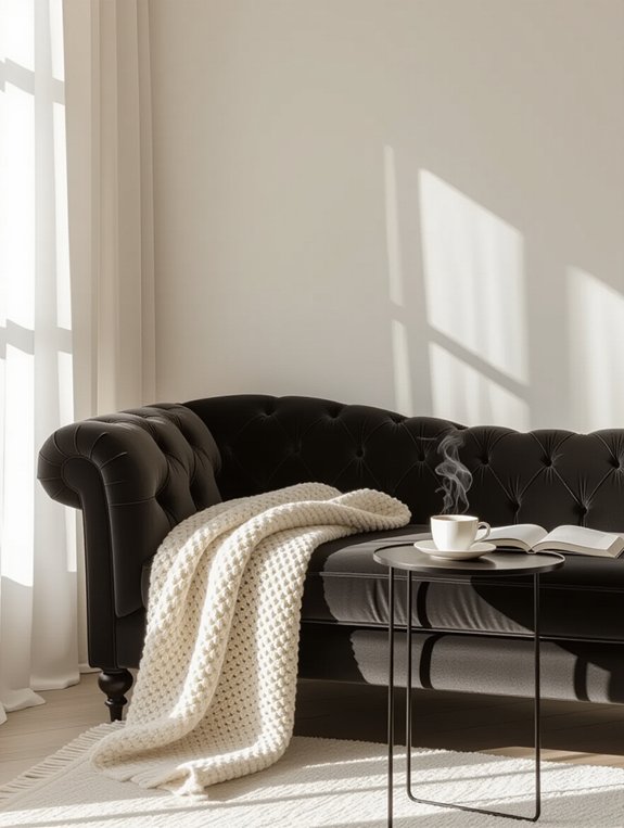 elegant monochrome reading nook