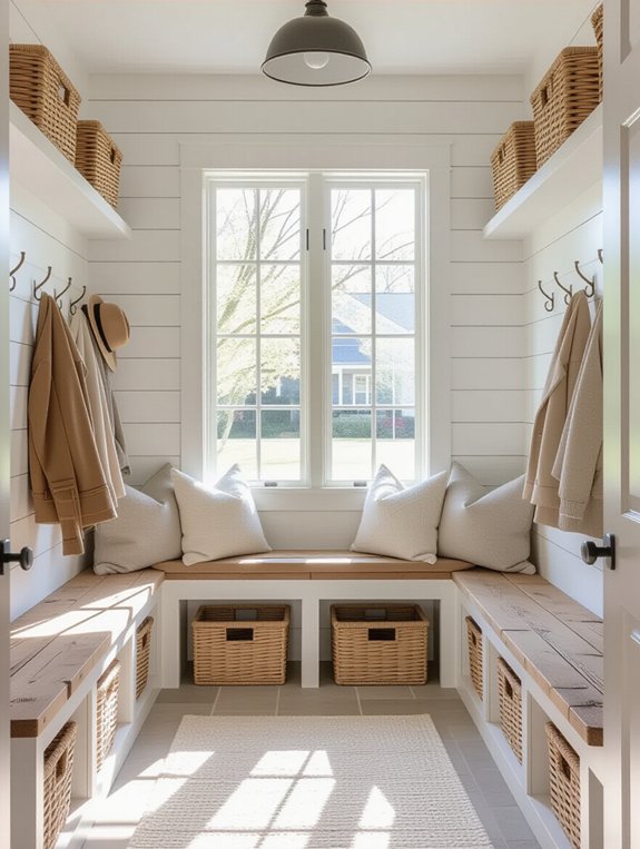 elegant shiplap mudroom design