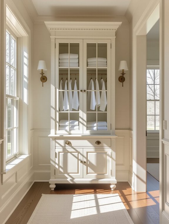 elegant tall linen cabinet