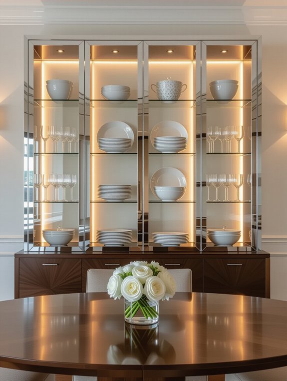 elegant transparent display cabinets