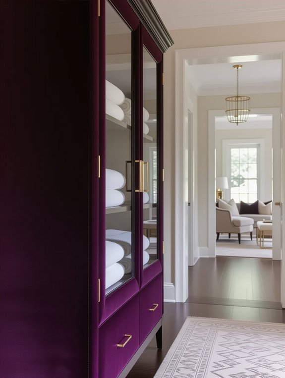 elegant velvet linen cabinet